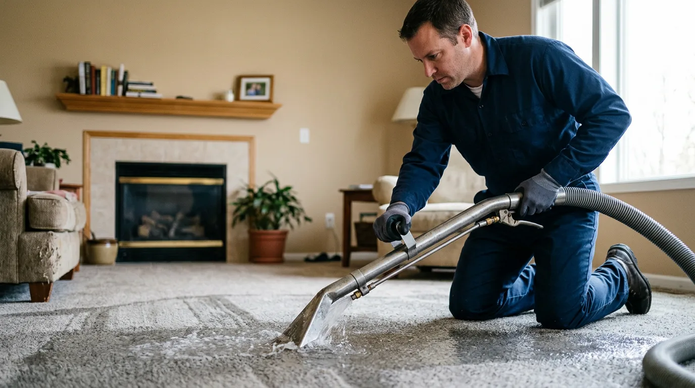 Water damage restoration technician working near Berlin, WI
